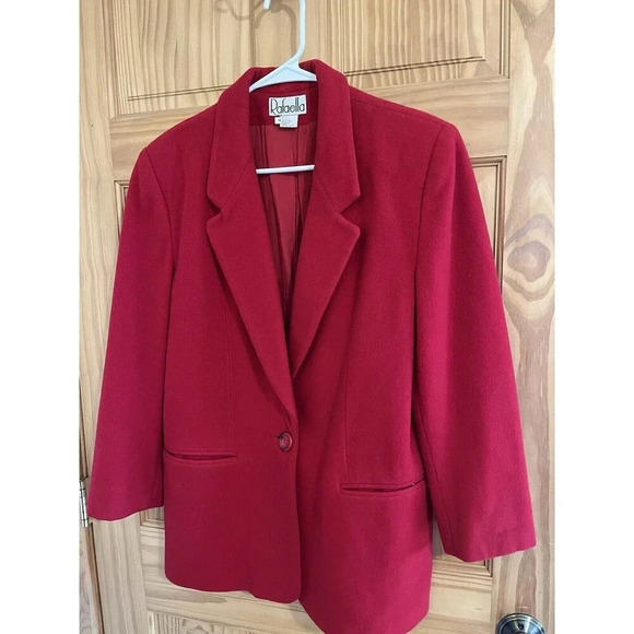 Rafaella Wool Cashmere Blazer Jacket Size 8 Red Lined Vintage Coat Holiday - Picture 1 of 4